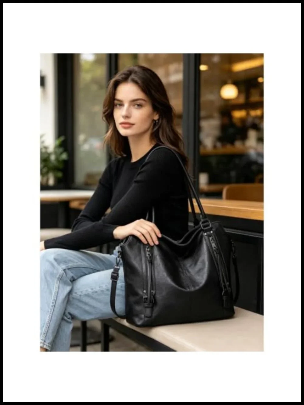 Twievo PU Leather Hobo Tote Bag with Wristlet Crossbody Shoulder Handbag